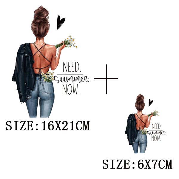 Iron On Patches for Clothing Fashion Girl Thermal Sticker On Clothes DIY A-level Washable Beauty Girl Patches Clothes Appliqued - NATASHAHS