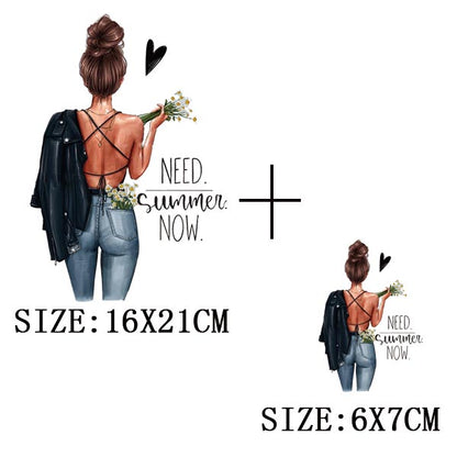 Iron On Patches for Clothing Fashion Girl Thermal Sticker On Clothes DIY A-level Washable Beauty Girl Patches Clothes Appliqued - NATASHAHS