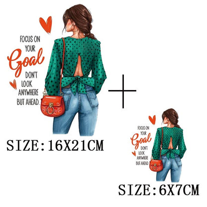 Iron On Patches for Clothing Fashion Girl Thermal Sticker On Clothes DIY A-level Washable Beauty Girl Patches Clothes Appliqued - NATASHAHS