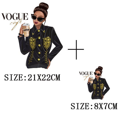 Iron On Patches for Clothing Fashion Girl Thermal Sticker On Clothes DIY A-level Washable Beauty Girl Patches Clothes Appliqued - NATASHAHS