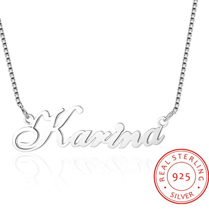 925 Sterling Silver Name Necklace Russian Personalized Nameplate Necklace Jewelry Gift for Women - NATASHAHS