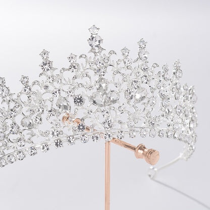 Baroque Silver Color Crystal Flower Bridal Tiaras Crown Rhinestone Pageant Diadem Bride Headband Wedding Hair Accessories Bijoux - NATASHAHS