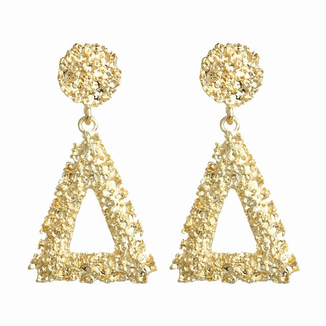 Natashahs Vintage Earrings Large for Women Statement Earrings Geometric Gold Metal Pendant Earrings Trend Fashion Jewelry - NATASHAHS