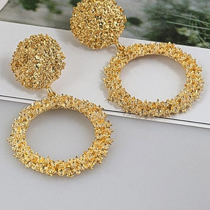 Natashahs Punk Fashion Statement Geometric Gold Big Drop Earrings for Women Vintage Hanging Dangle Earring Modern Jewelry - NATASHAHS