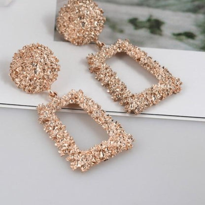 Natashahs Punk Fashion Statement Geometric Gold Big Drop Earrings for Women Vintage Hanging Dangle Earring Modern Jewelry - NATASHAHS
