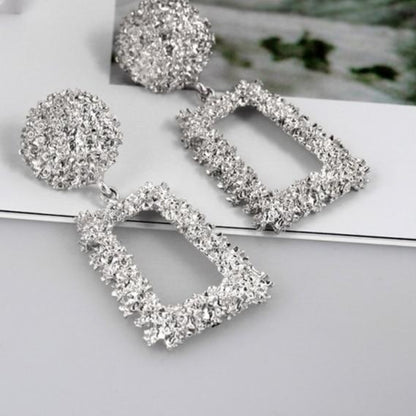 Natashahs Punk Fashion Statement Geometric Gold Big Drop Earrings for Women Vintage Hanging Dangle Earring Modern Jewelry - NATASHAHS