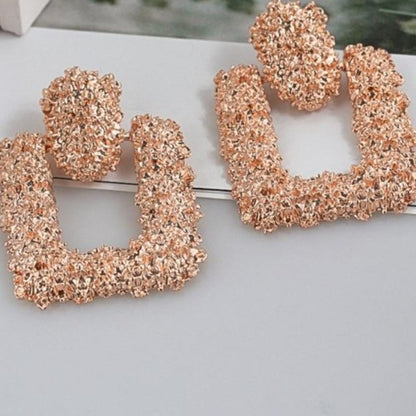 Natashahs Punk Fashion Statement Geometric Gold Big Drop Earrings for Women Vintage Hanging Dangle Earring Modern Jewelry - NATASHAHS