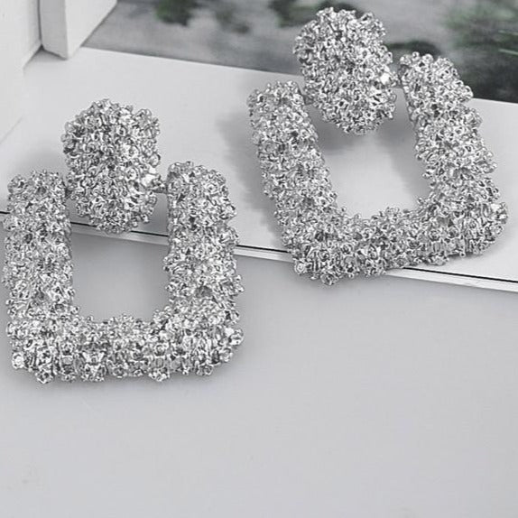 Natashahs Punk Fashion Statement Geometric Gold Big Drop Earrings for Women Vintage Hanging Dangle Earring Modern Jewelry - NATASHAHS