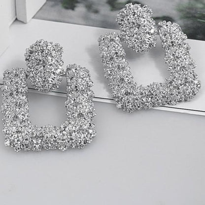 Natashahs Punk Fashion Statement Geometric Gold Big Drop Earrings for Women Vintage Hanging Dangle Earring Modern Jewelry - NATASHAHS