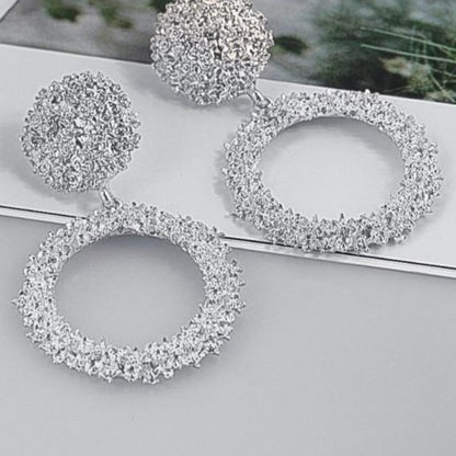 Natashahs Punk Fashion Statement Geometric Gold Big Drop Earrings for Women Vintage Hanging Dangle Earring Modern Jewelry - NATASHAHS