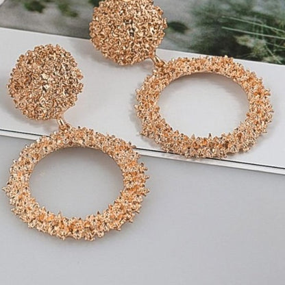 Natashahs Punk Fashion Statement Geometric Gold Big Drop Earrings for Women Vintage Hanging Dangle Earring Modern Jewelry - NATASHAHS