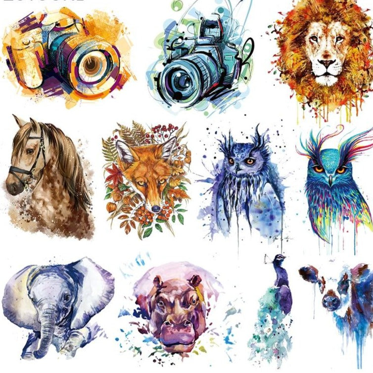 Ink Camera Stripes Patches Set Iron on Transfer Patch for T-shirts Girls Kids Clothing DIY Thermo Stickers on Clothes - NATASHAHS