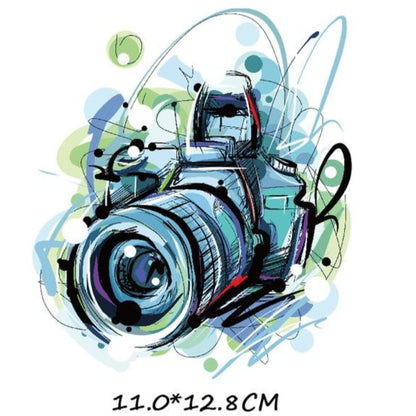 Ink Camera Stripes Patches Set Iron on Transfer Patch for T-shirts Girls Kids Clothing DIY Thermo Stickers on Clothes - NATASHAHS