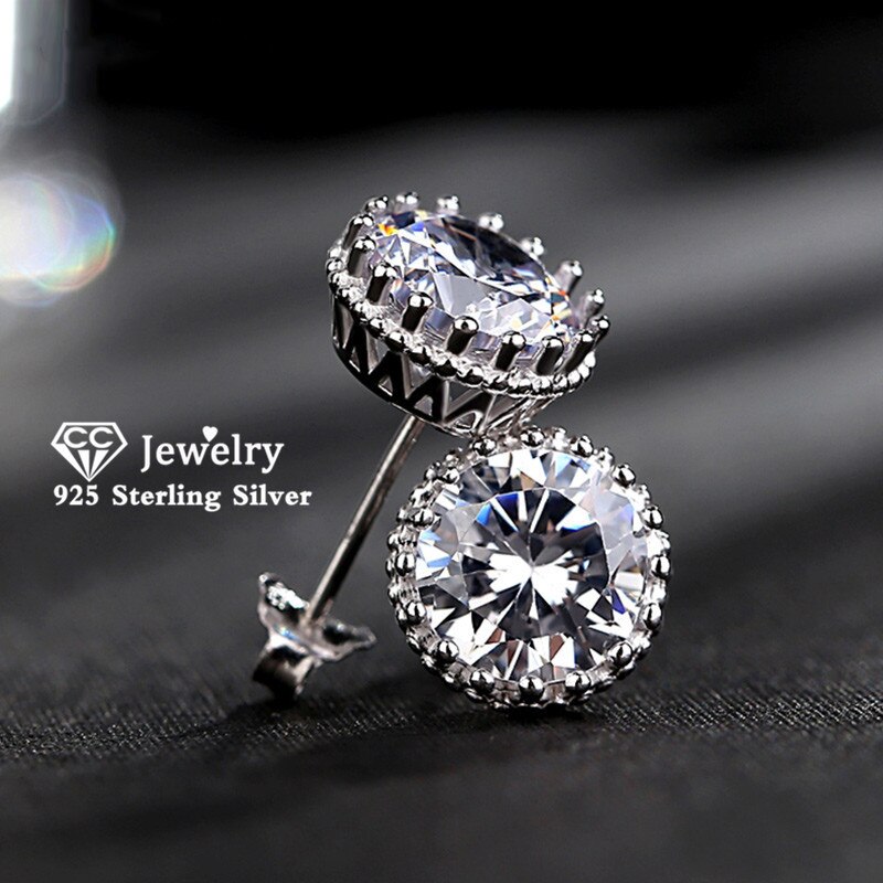 Natashahs Stud Earrings For Women Solid S925 Silver Cubic Zirconia Brincos Bridal Wedding Engagement Fine Jewelry E001 - NATASHAHS