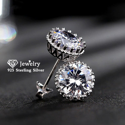 Natashahs Stud Earrings For Women Solid S925 Silver Cubic Zirconia Brincos Bridal Wedding Engagement Fine Jewelry E001 - NATASHAHS