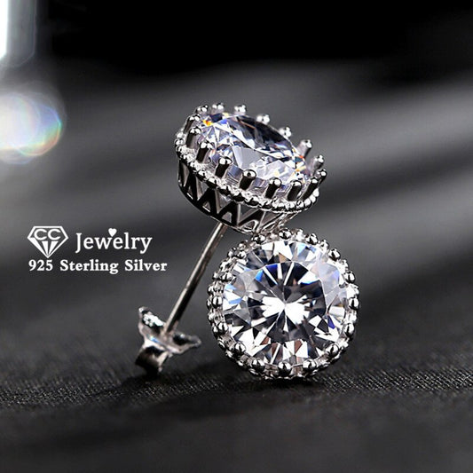 Natashahs Stud Earrings For Women Solid S925 Silver Cubic Zirconia Brincos Bridal Wedding Engagement Fine Jewelry E001 - NATASHAHS