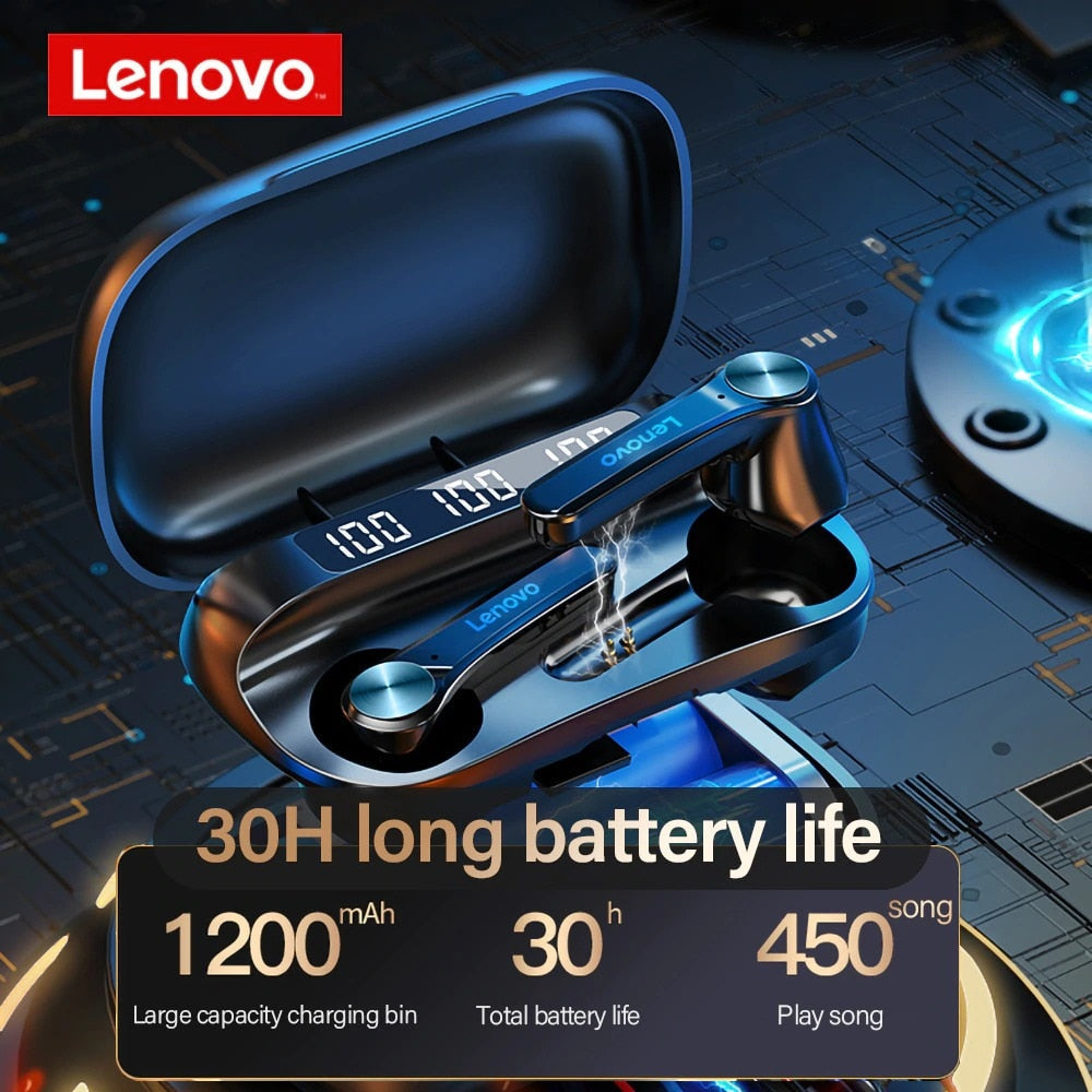 Écouteurs sans fil Lenovo QT81 TWS d'origine, oreillettes stéréo de sport étanches avec microphone, oreillettes Bluetooth