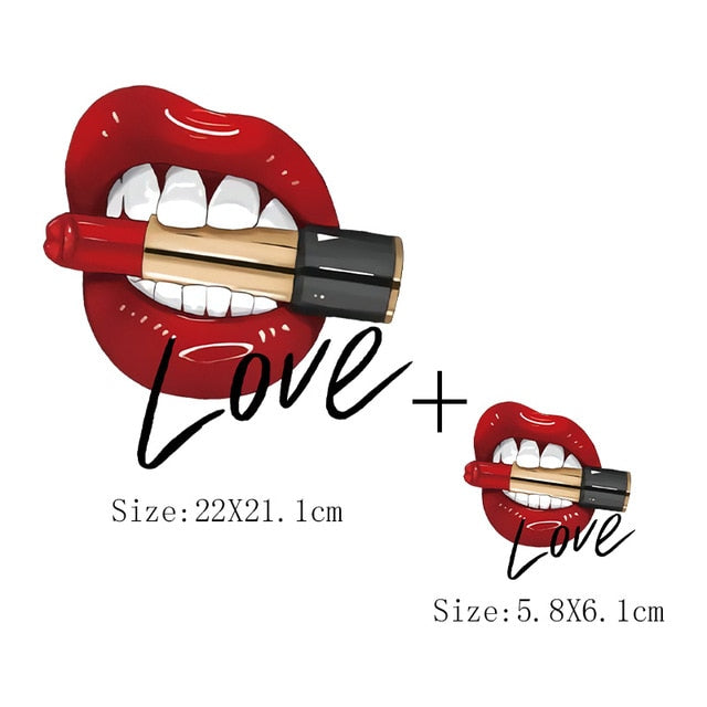 Print Lips Patches For Clothes Heat Transfer Thermal Stickers DIY Washable T-Shirts Iron On Transfer  Girls Lips Patches - NATASHAHS