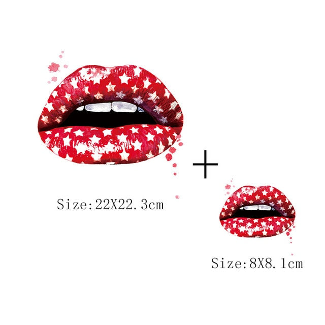 Print Lips Patches For Clothes Heat Transfer Thermal Stickers DIY Washable T-Shirts Iron On Transfer  Girls Lips Patches - NATASHAHS