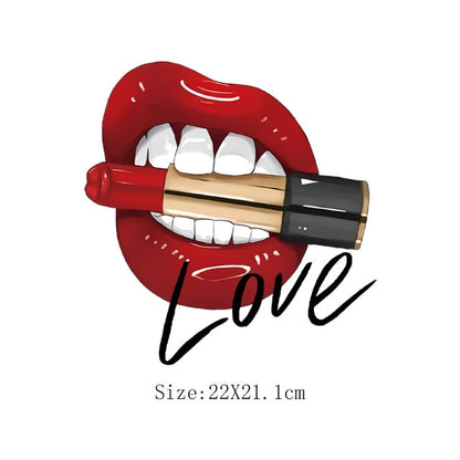 Print Lips Patches For Clothes Heat Transfer Thermal Stickers DIY Washable T-Shirts Iron On Transfer  Girls Lips Patches - NATASHAHS
