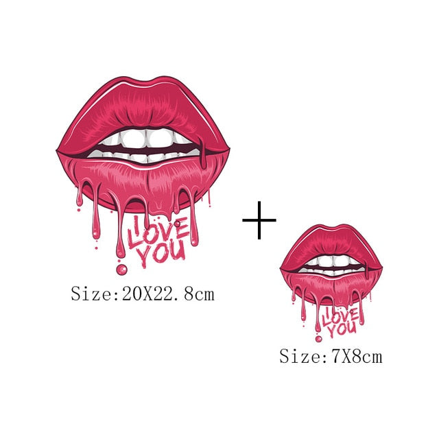 Print Lips Patches For Clothes Heat Transfer Thermal Stickers DIY Washable T-Shirts Iron On Transfer  Girls Lips Patches - NATASHAHS