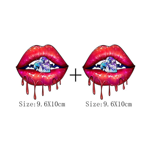 Print Lips Patches For Clothes Heat Transfer Thermal Stickers DIY Washable T-Shirts Iron On Transfer  Girls Lips Patches - NATASHAHS