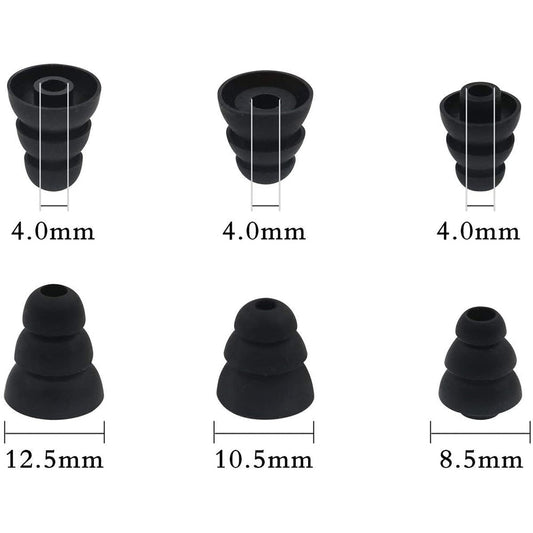 1 Pair Replacement Triple Flange Ear Tips Earbuds Silicone For Most in Ear Headphones for Sony Senso Powerbeats Jaybird etc - NATASHAHS