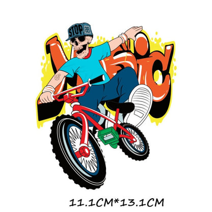 Biker Patch Iron-on Transfers for Clothing Thermoadhesive Patches on Clothes DIY Skull Stickers Motorcycle Applique Stripes Punk - NATASHAHS