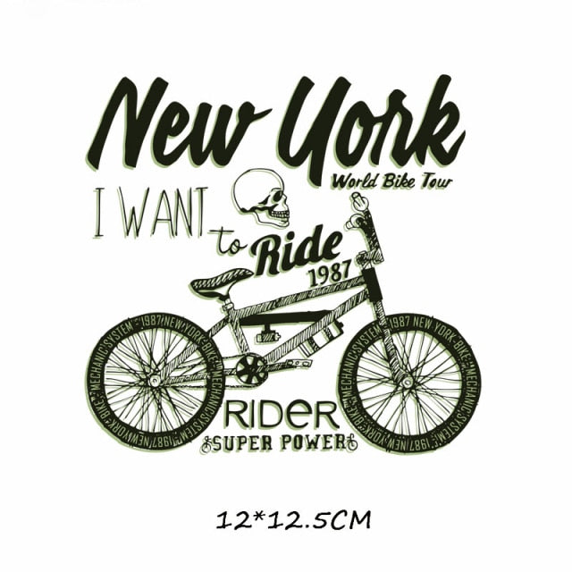 Biker Patch Iron-on Transfers for Clothing Thermoadhesive Patches on Clothes DIY Skull Stickers Motorcycle Applique Stripes Punk - NATASHAHS