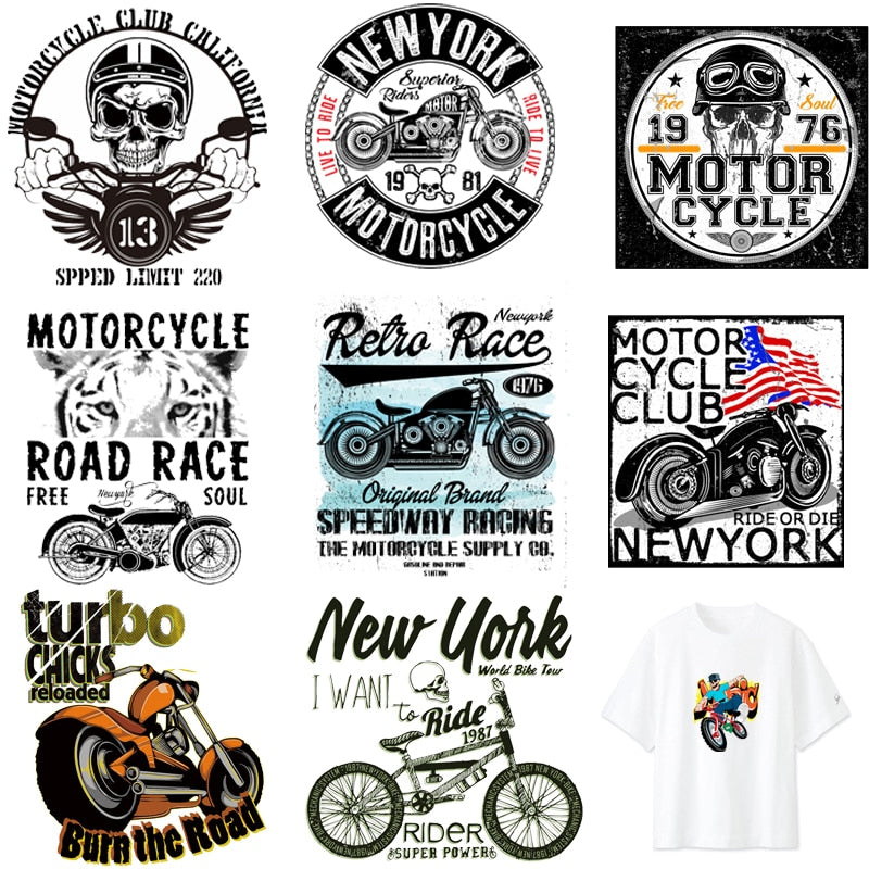 Iron-on Transfers for Clothing Thermoadhesive Patches on Clothes Stickers Diy Skull Patch Biker Flex Fusible Transfer Stripe - NATASHAHS