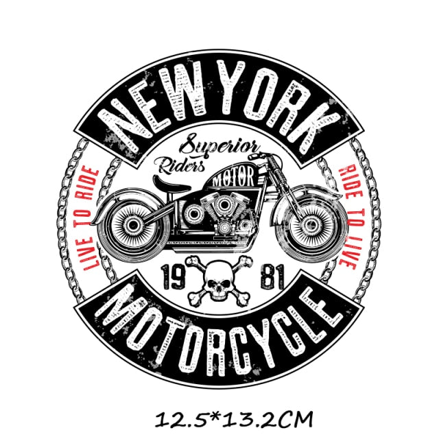 Iron-on Transfers for Clothing Thermoadhesive Patches on Clothes Stickers Diy Skull Patch Biker Flex Fusible Transfer Stripe - NATASHAHS