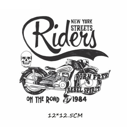 Iron-on Transfers for Clothing Thermoadhesive Patches on Clothes Stickers Diy Skull Patch Biker Flex Fusible Transfer Stripe - NATASHAHS