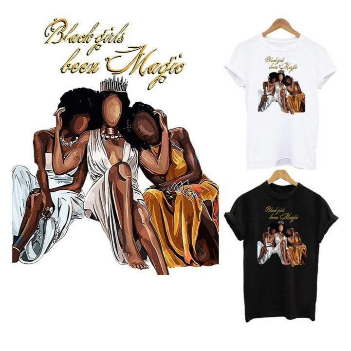 Black Girl Been Magic Stickers On Clothing Heat Transfer Patches On Jacket DIY Women T-Shirt  Fashion Girl Appliqued Decoration - NATASHAHS