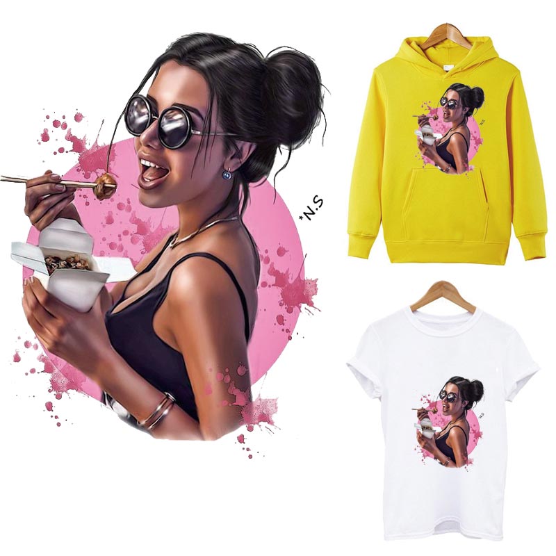 Cartoon Girl Thermo Strpis Sticker On Clothes Heat Transfer DIY Washable Iron On Patches For Clothing Fashion Lady Patches Decor - NATASHAHS