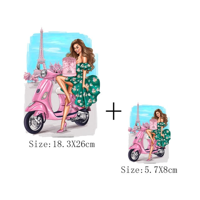Fashion Lady Thermo Transfer Sticker On Clothes Russian Girl Iron On Patches For T-Shirt Jacket DIY Washable Heat Transfer Patch - NATASHAHS