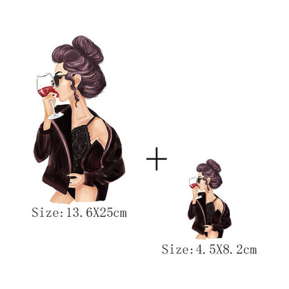 Fashion Lady Thermo Transfer Sticker On Clothes Russian Girl Iron On Patches For T-Shirt Jacket DIY Washable Heat Transfer Patch - NATASHAHS