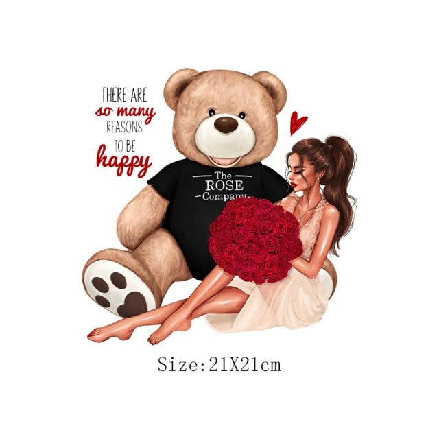 Fashion Lady Thermo Transfer Sticker On Clothes Russian Girl Iron On Patches For T-Shirt Jacket DIY Washable Heat Transfer Patch - NATASHAHS