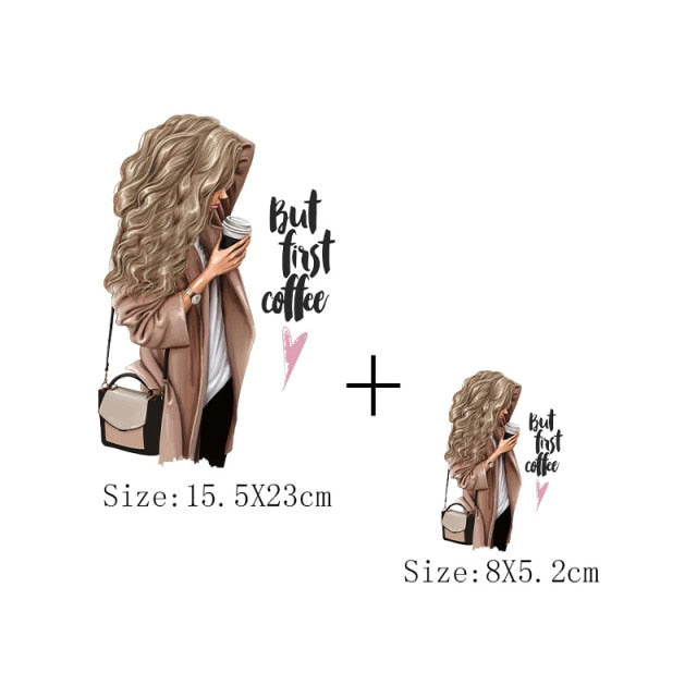 Fashion Lady Thermo Transfer Sticker On Clothes Russian Girl Iron On Patches For T-Shirt Jacket DIY Washable Heat Transfer Patch - NATASHAHS