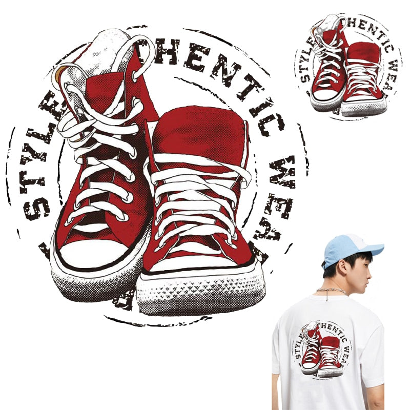 Cool shoes Iron on transfer for clothing iron on vinyl transfer logo patch badge stickers on clothes fabric thermo applique diy - NATASHAHS