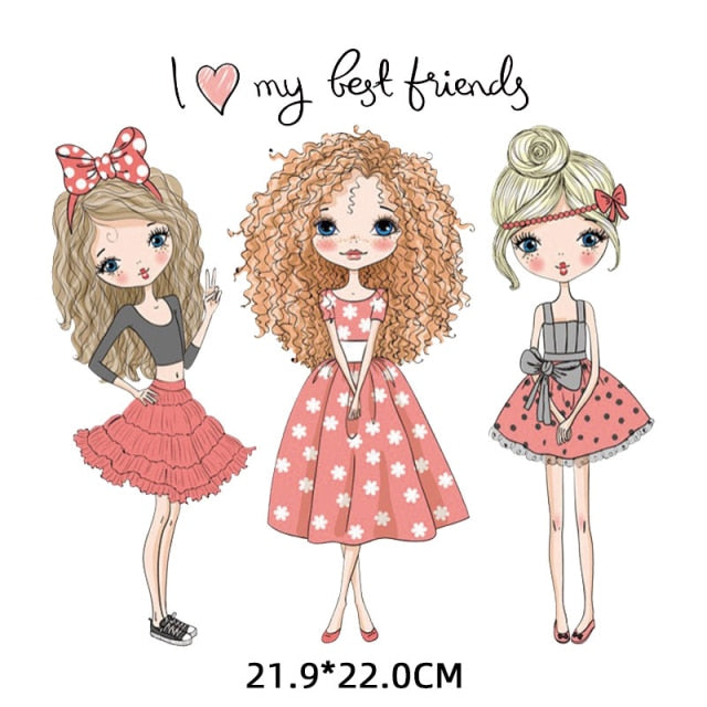 Heat Transfer Patch Friends Iron-on Patches for Clothes Clothing Stickers for Fabric Applique Diy Flex Fusible Transfer Dress - NATASHAHS