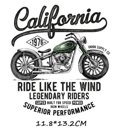 Cool  Motorcycle Iron on Heat Transfers Fashion Letter  Stripe on Clothes Iron Patch Summer Style Ironing Sticker - NATASHAHS