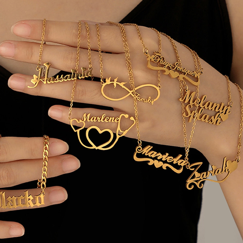 Personalized Arabic Name Custom Necklaces For Women Men Gold Silver Chain Lovers - NATASHAHS