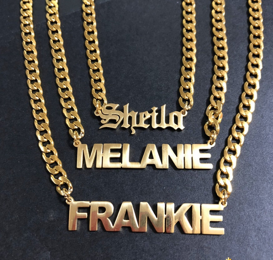 Personalized Name Necklace in Italics font For Women Men Gold Silver Chain Lovers - NATASHAHS