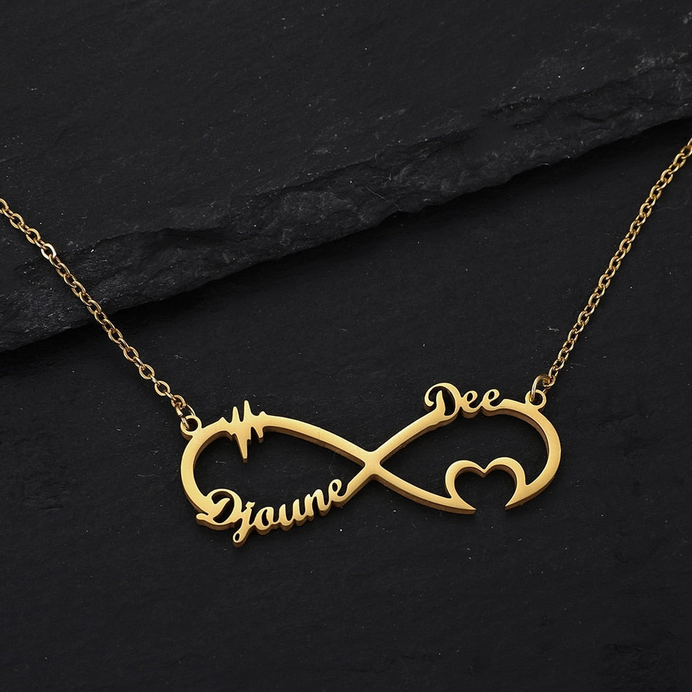 Personalized infinity style Name Necklace For Women Men Gold Silver Chain Lovers - NATASHAHS