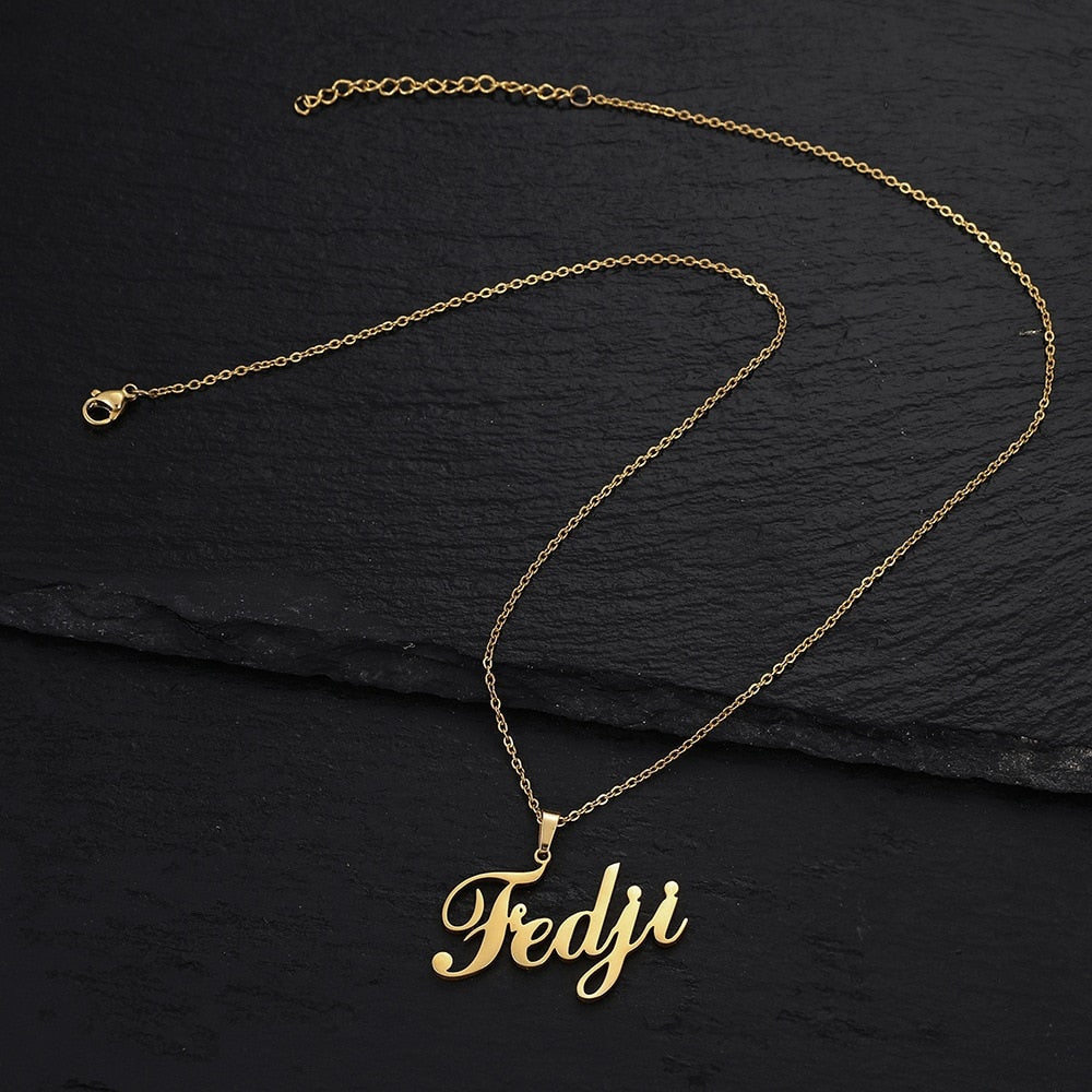 Personalized single Name Necklace with a underlined heart For Women Men Gold Silver Chain Lovers - NATASHAHS