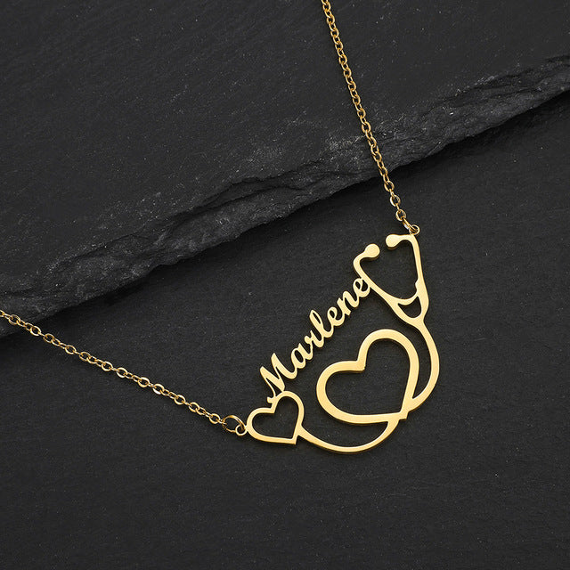Personalized Stainless Steel Name Custom Necklaces For Women Men Gold Silver Chain Lover