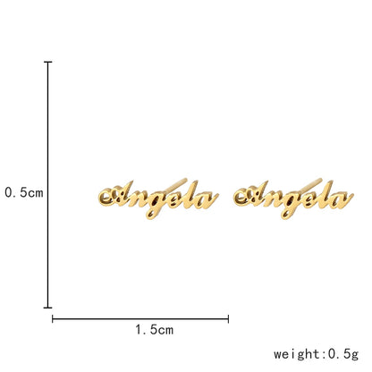 Fashion Stainless Steel Customize Name Stud Earrings Women Girls Jewelry Titanium Gold Color Letter Earring - NATASHAHS
