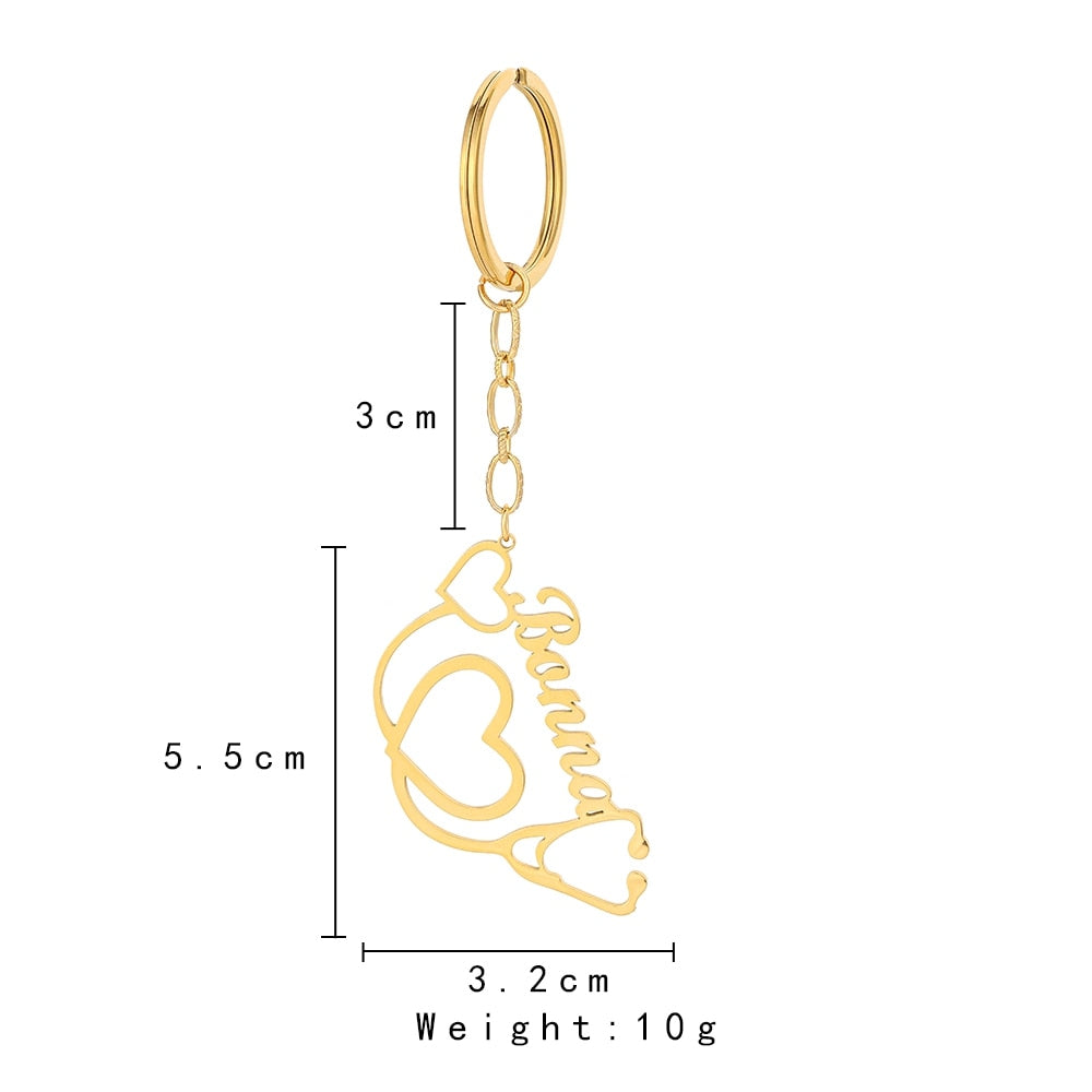 Customized Personalized Name Pendant Keychain Custom Lovers Name Text Key Chain Stainless Steel Jewelry for Women Men Keyring - NATASHAHS