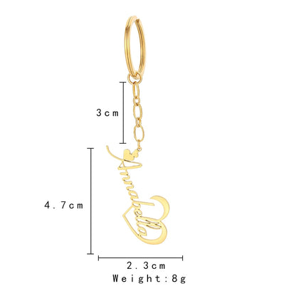 Customized Personalized Name Pendant Keychain Custom Lovers Name Text Key Chain Stainless Steel Jewelry for Women Men Keyring - NATASHAHS