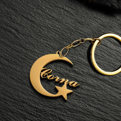 Customized Personalized Name Pendant Keychain Custom Lovers Name Text Key Chain Stainless Steel Jewelry for Women Men Keyring - NATASHAHS